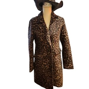 Kathy Ireland Brown Leopard Print Trench Coat